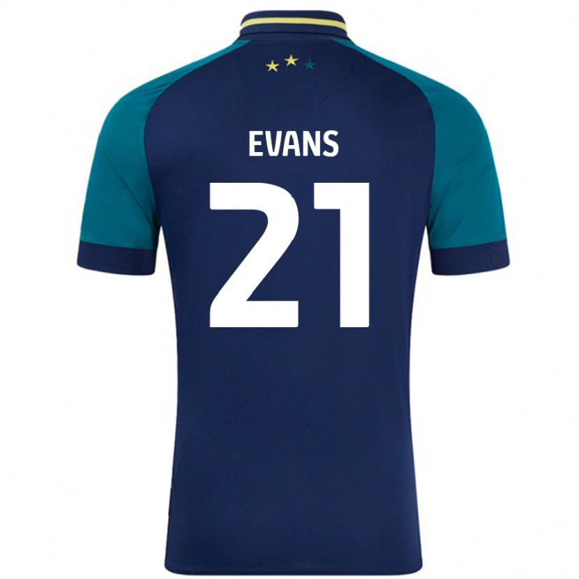 Danxen Hombre Camiseta Antony Evans #21 Azul Marino Verde Oscuro 2ª Equipación 2024/25 La Camisa