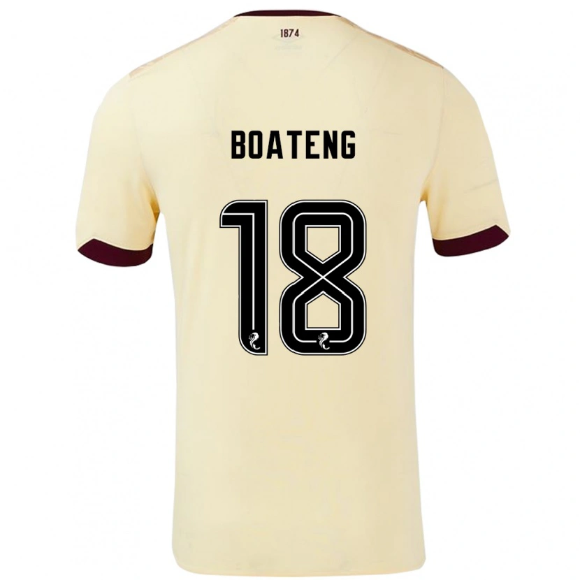 Danxen Hombre Camiseta Malachi Boateng #18 Crema Burdeos 2ª Equipación 2024/25 La Camisa