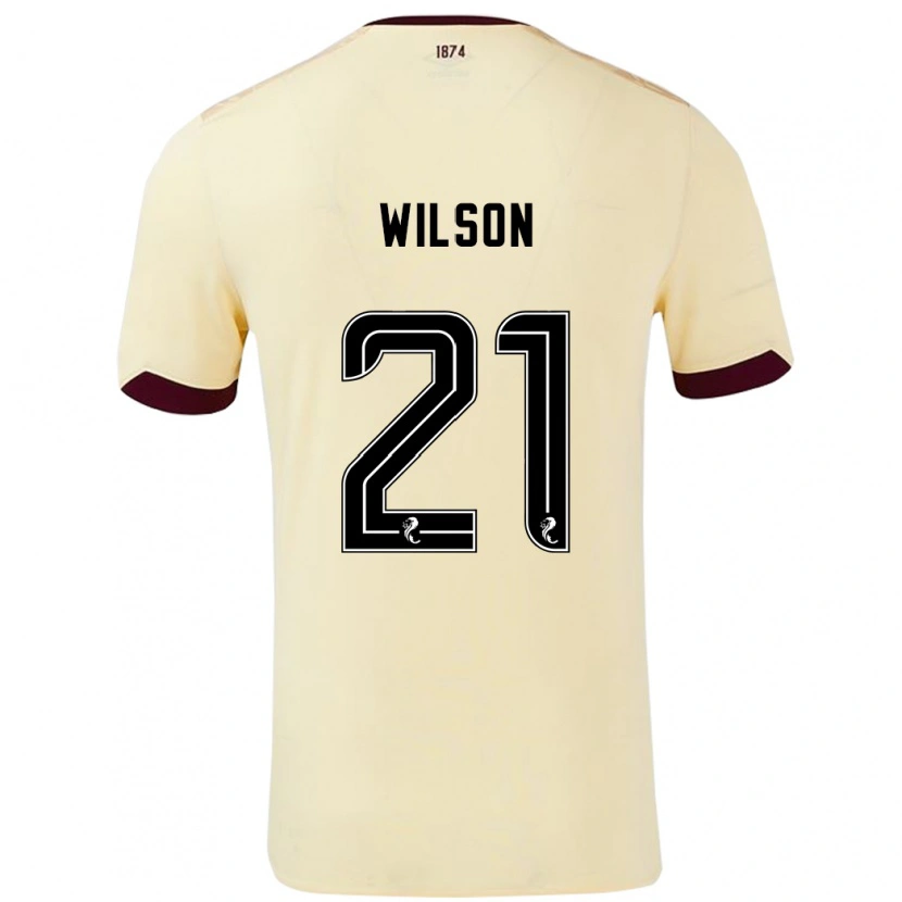 Danxen Hombre Camiseta James Wilson #21 Crema Burdeos 2ª Equipación 2024/25 La Camisa