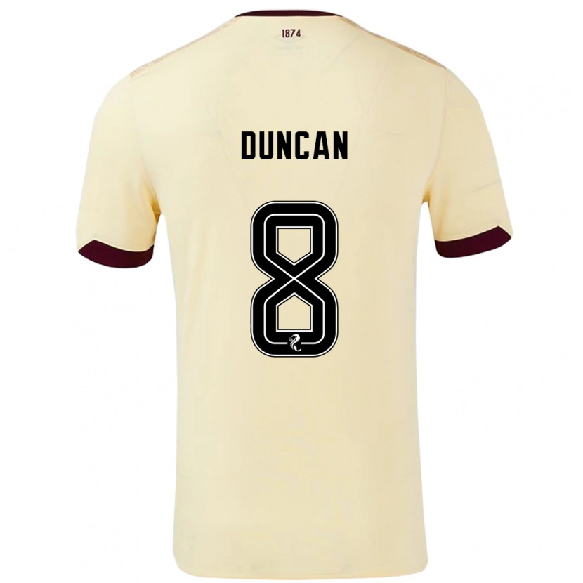 Danxen Hombre Camiseta Ryan Duncan #8 Crema Burdeos 2ª Equipación 2024/25 La Camisa