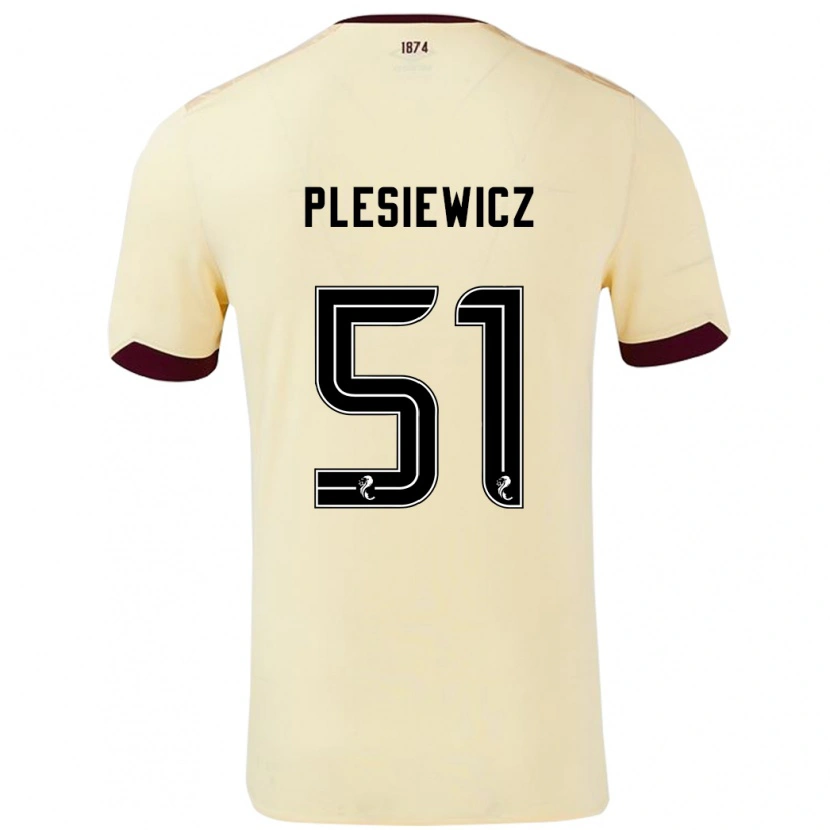 Danxen Hombre Camiseta Szymon Plesiewicz #51 Crema Burdeos 2ª Equipación 2024/25 La Camisa