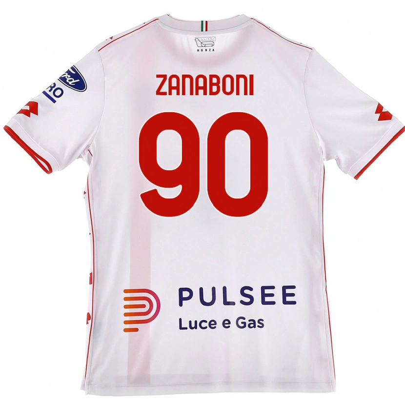 Danxen Hombre Camiseta Emanuele Zanaboni #90 Blanco Rojo 2ª Equipación 2024/25 La Camisa