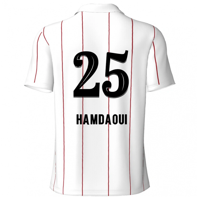 Danxen Hombre Camiseta Youssef Hamdaoui #25 Blanco Negro 2ª Equipación 2024/25 La Camisa