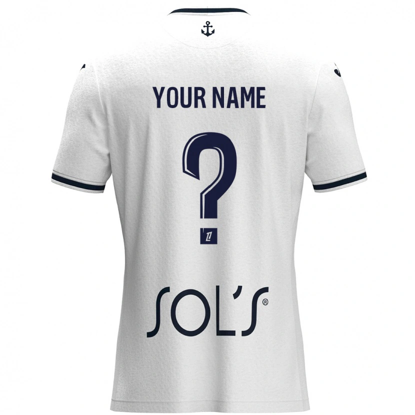 Danxen Hombre Camiseta Su Nombre #0 Blanco Azul Oscuro 2ª Equipación 2024/25 La Camisa
