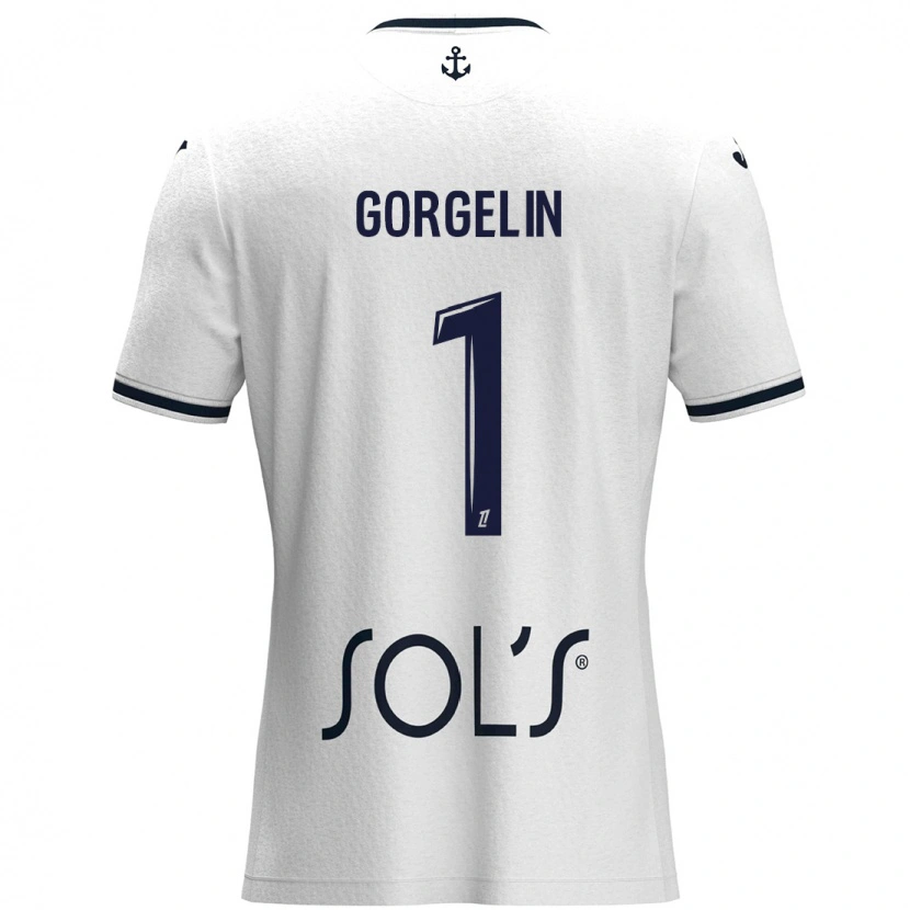 Danxen Hombre Camiseta Mathieu Gorgelin #1 Blanco Azul Oscuro 2ª Equipación 2024/25 La Camisa