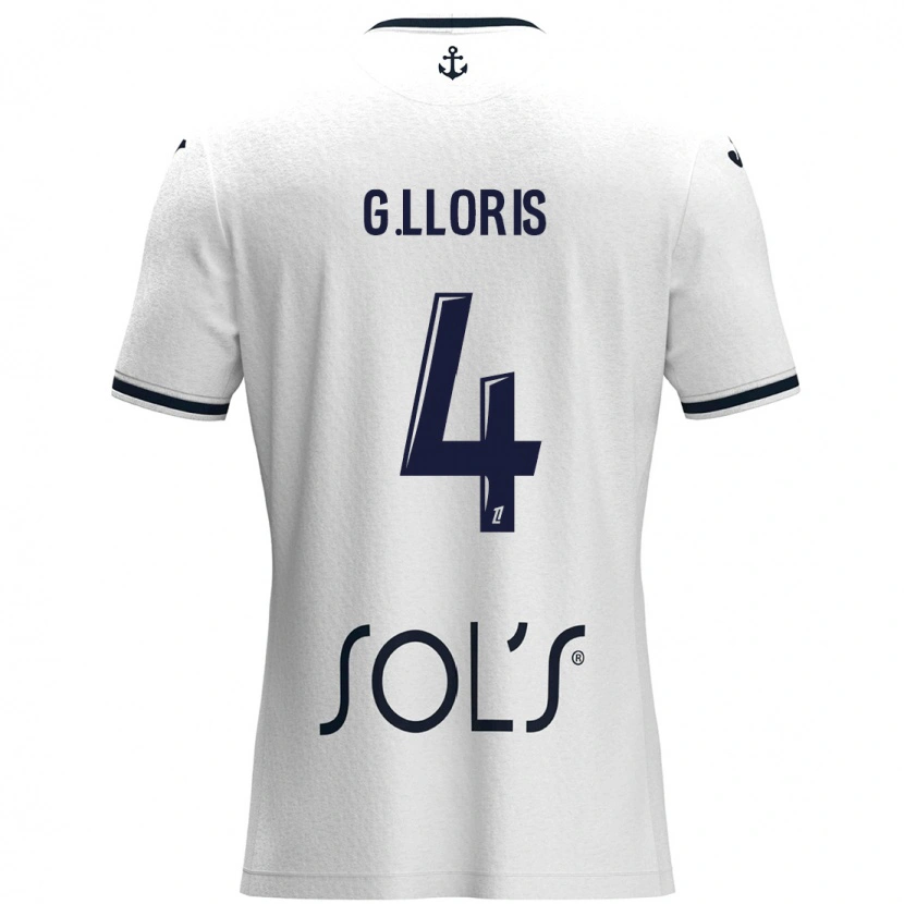 Danxen Hombre Camiseta Gautier Lloris #4 Blanco Azul Oscuro 2ª Equipación 2024/25 La Camisa