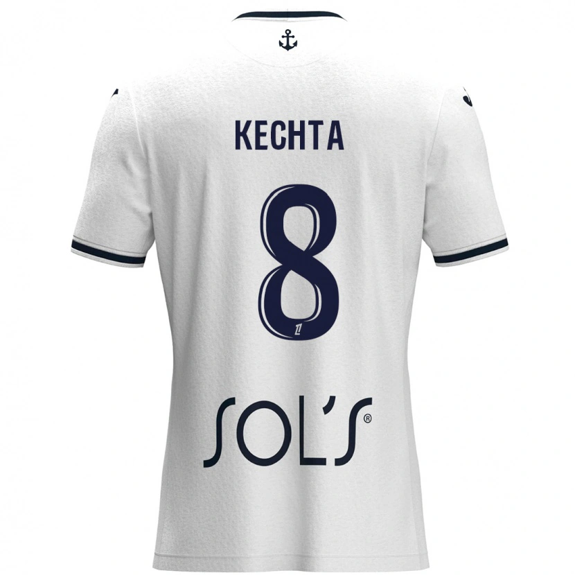Danxen Hombre Camiseta Yassine Kechta #8 Blanco Azul Oscuro 2ª Equipación 2024/25 La Camisa