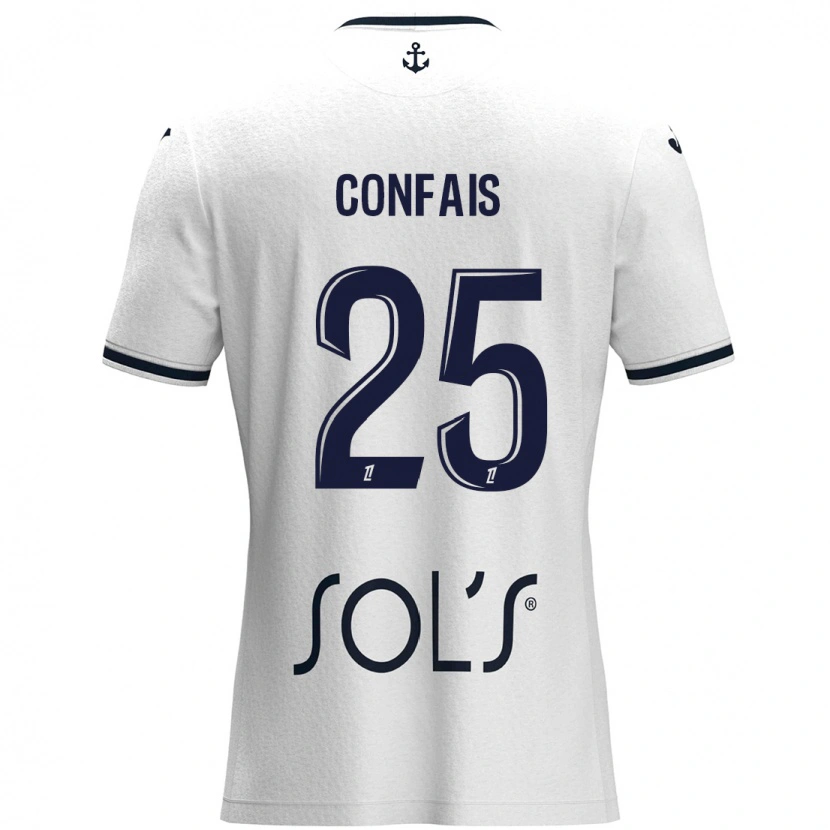 Danxen Hombre Camiseta Aloïs Confais #25 Blanco Azul Oscuro 2ª Equipación 2024/25 La Camisa