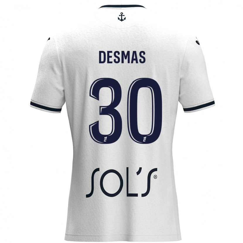 Danxen Hombre Camiseta Arthur Desmas #30 Blanco Azul Oscuro 2ª Equipación 2024/25 La Camisa