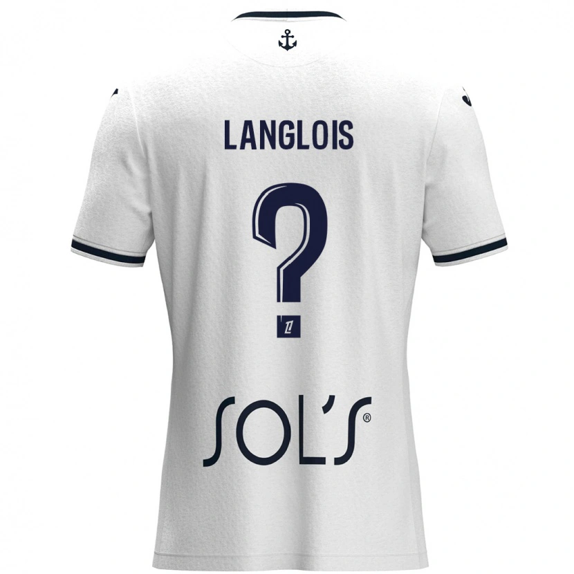 Danxen Hombre Camiseta Sacha Langlois #0 Blanco Azul Oscuro 2ª Equipación 2024/25 La Camisa