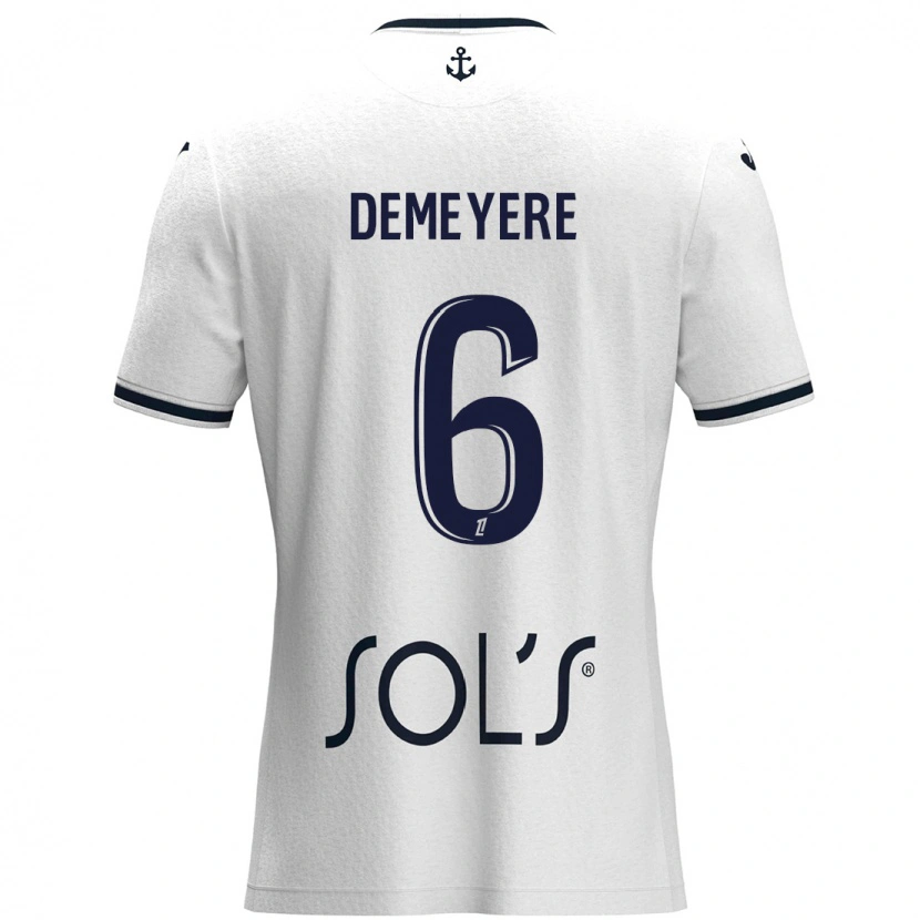 Danxen Hombre Camiseta Silke Demeyere #6 Blanco Azul Oscuro 2ª Equipación 2024/25 La Camisa