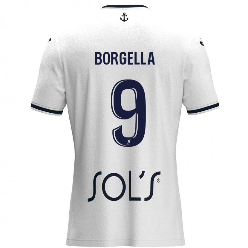 Danxen Hombre Camiseta Roselord Borgella #9 Blanco Azul Oscuro 2ª Equipación 2024/25 La Camisa