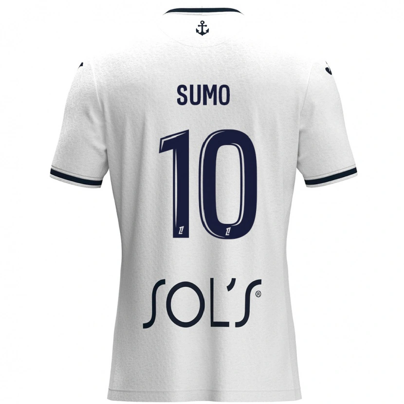 Danxen Hombre Camiseta Eva Sumo #10 Blanco Azul Oscuro 2ª Equipación 2024/25 La Camisa