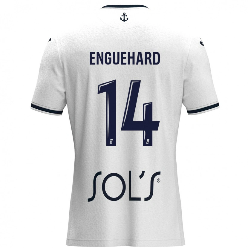 Danxen Hombre Camiseta Romane Enguehard #14 Blanco Azul Oscuro 2ª Equipación 2024/25 La Camisa