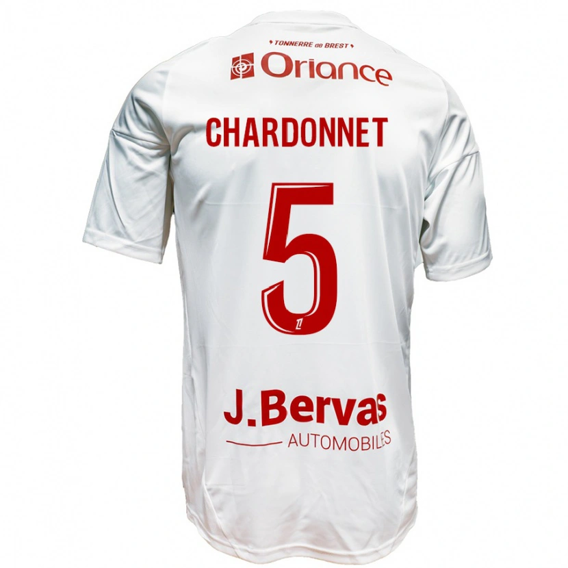 Danxen Hombre Camiseta Brendan Chardonnet #5 Blanco Rojo 2ª Equipación 2024/25 La Camisa