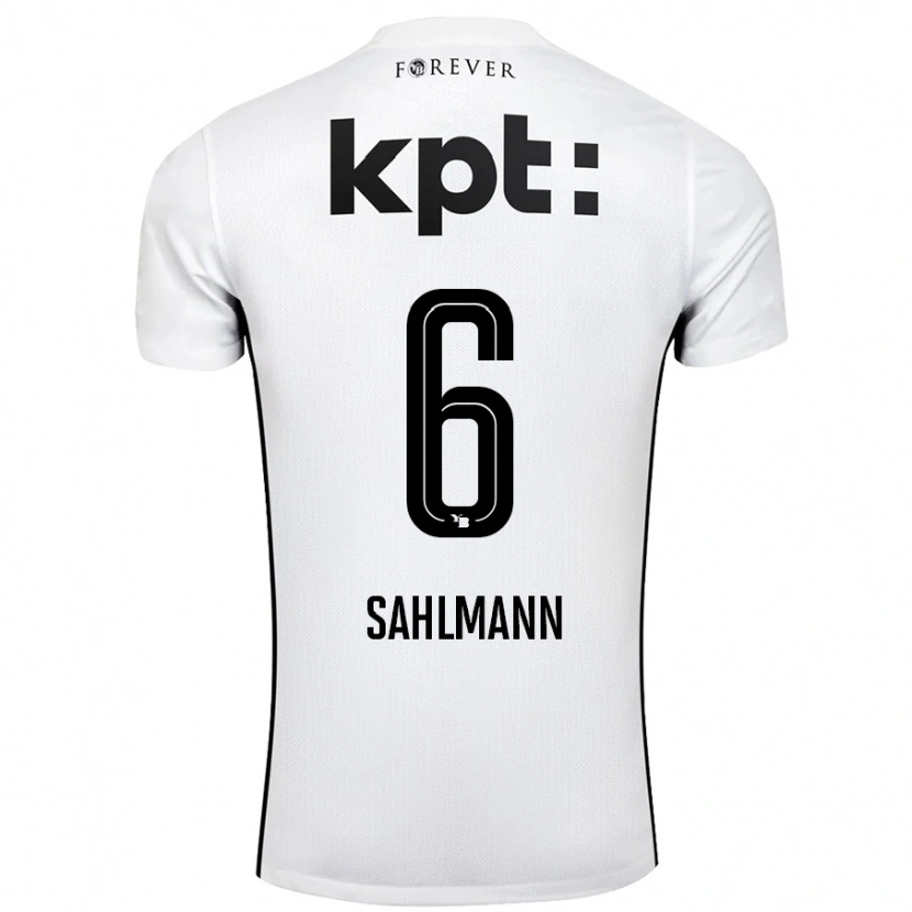 Danxen Hombre Camiseta Henrike Sahlmann #6 Blanco Negro 2ª Equipación 2024/25 La Camisa