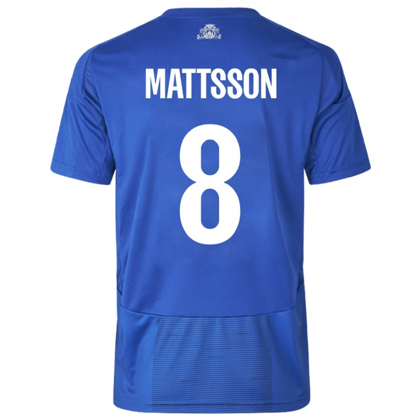 Danxen Hombre Camiseta Magnus Mattsson #8 Blanco Azul 2ª Equipación 2024/25 La Camisa