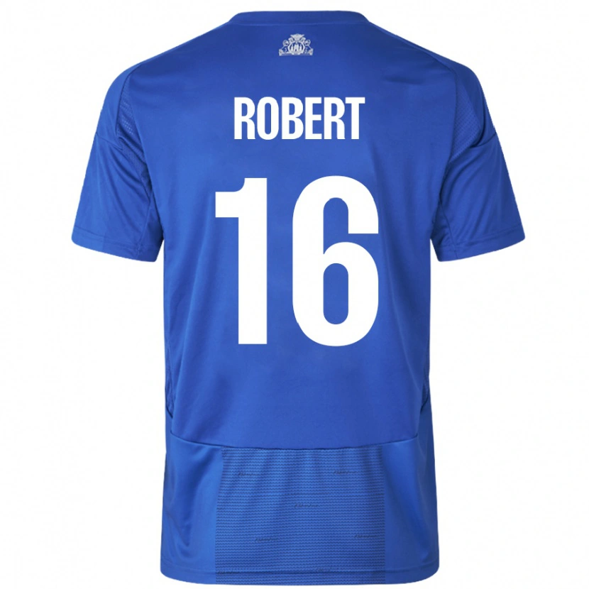 Danxen Hombre Camiseta Robert #16 Blanco Azul 2ª Equipación 2024/25 La Camisa
