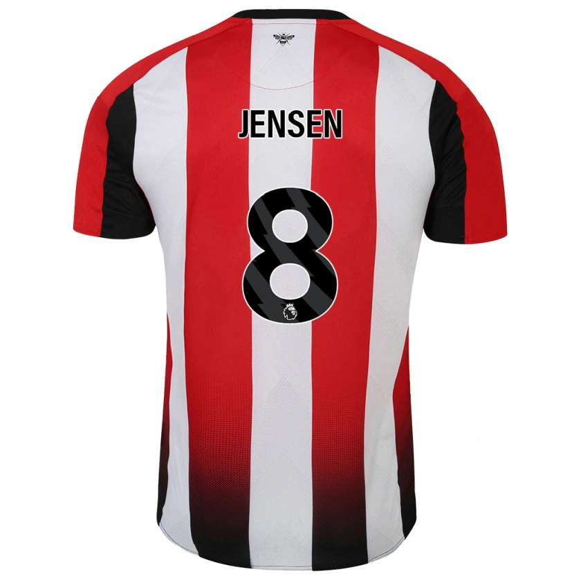 Danxen Mujer Camiseta Mathias Jensen #8 Rojo Blanco 1ª Equipación 2024/25 La Camisa