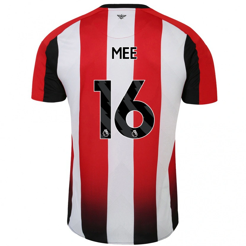 Danxen Mujer Camiseta Ben Mee #16 Rojo Blanco 1ª Equipación 2024/25 La Camisa