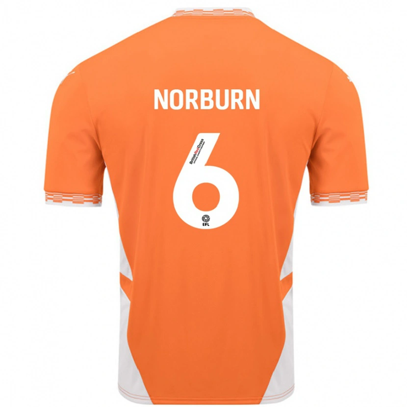 Danxen Mujer Camiseta Oliver Norburn #6 Naranja Blanco 1ª Equipación 2024/25 La Camisa