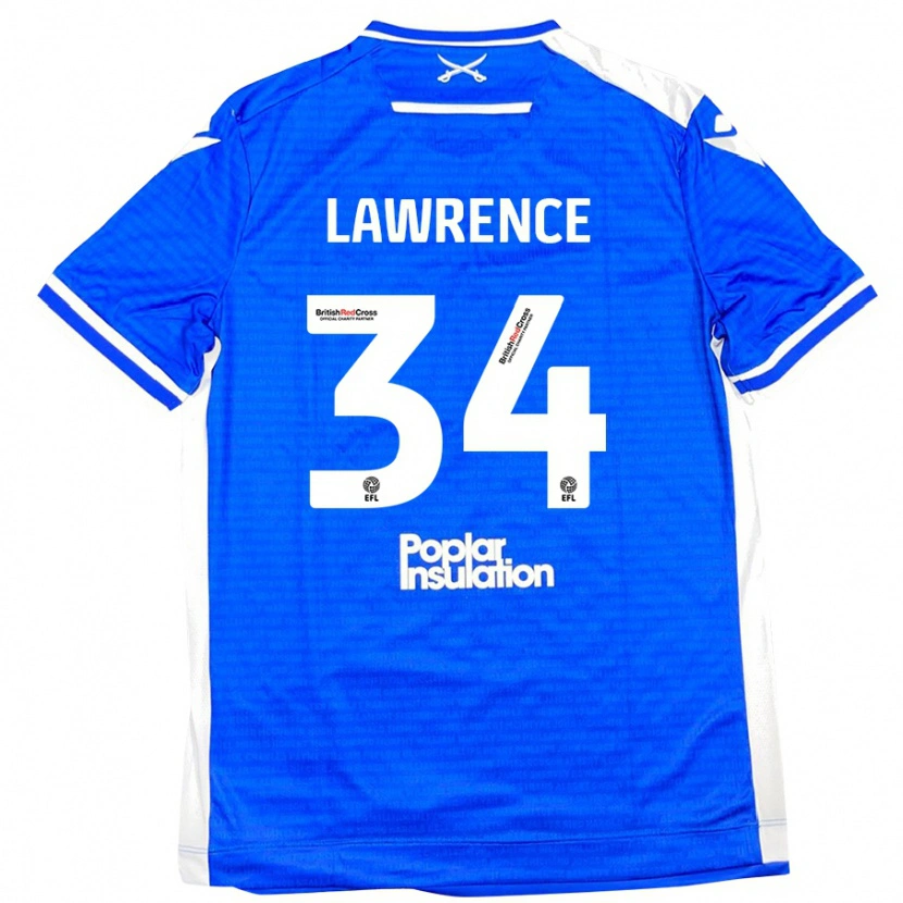 Danxen Mujer Camiseta Jerry Lawrence #34 Azul Blanco 1ª Equipación 2024/25 La Camisa