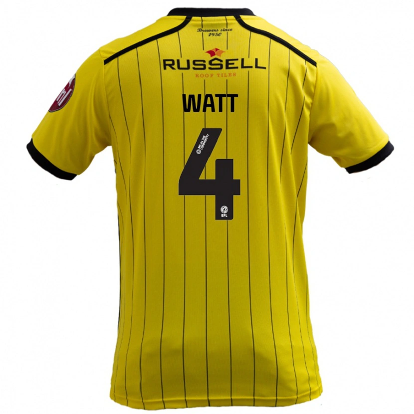 Danxen Mujer Camiseta Elliot Watt #4 Amarillo 1ª Equipación 2024/25 La Camisa