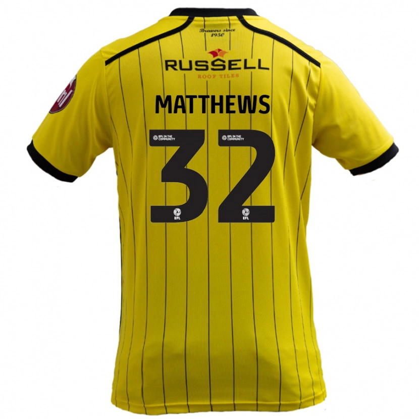 Danxen Mujer Camiseta Daniel Matthews #32 Amarillo 1ª Equipación 2024/25 La Camisa