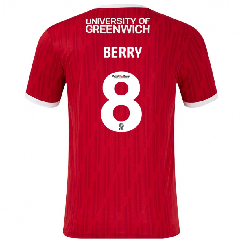 Danxen Mujer Camiseta Luke Berry #8 Rojo Blanco 1ª Equipación 2024/25 La Camisa