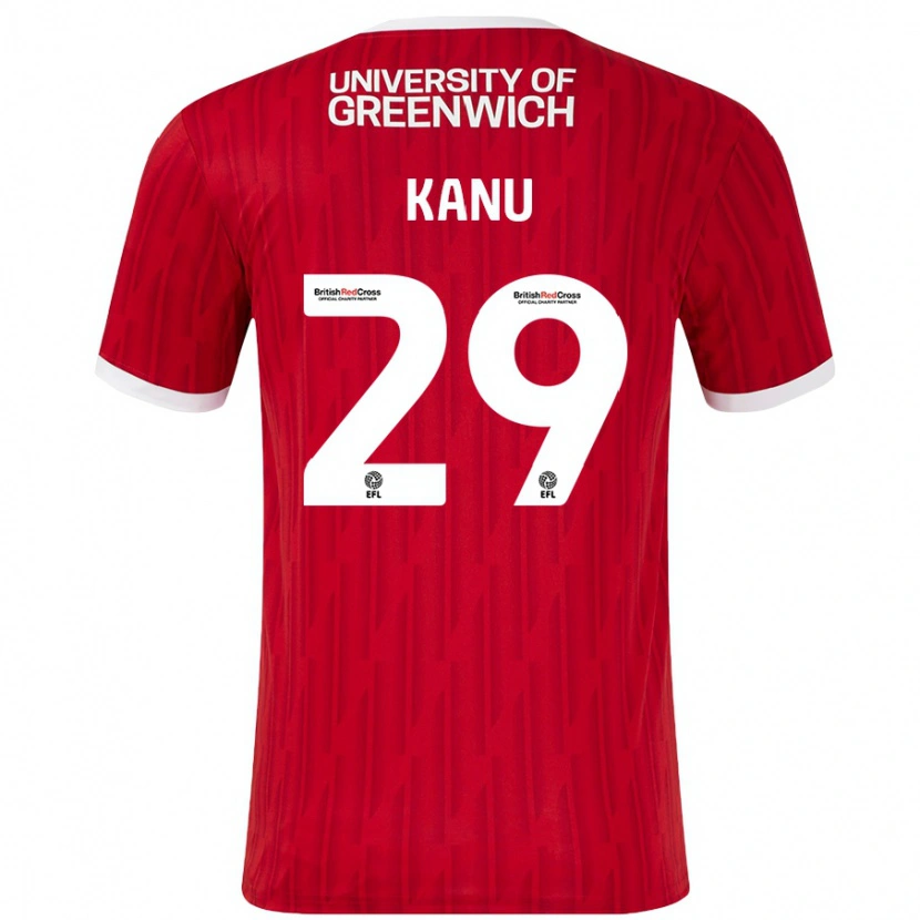 Danxen Mujer Camiseta Daniel Kanu #29 Rojo Blanco 1ª Equipación 2024/25 La Camisa