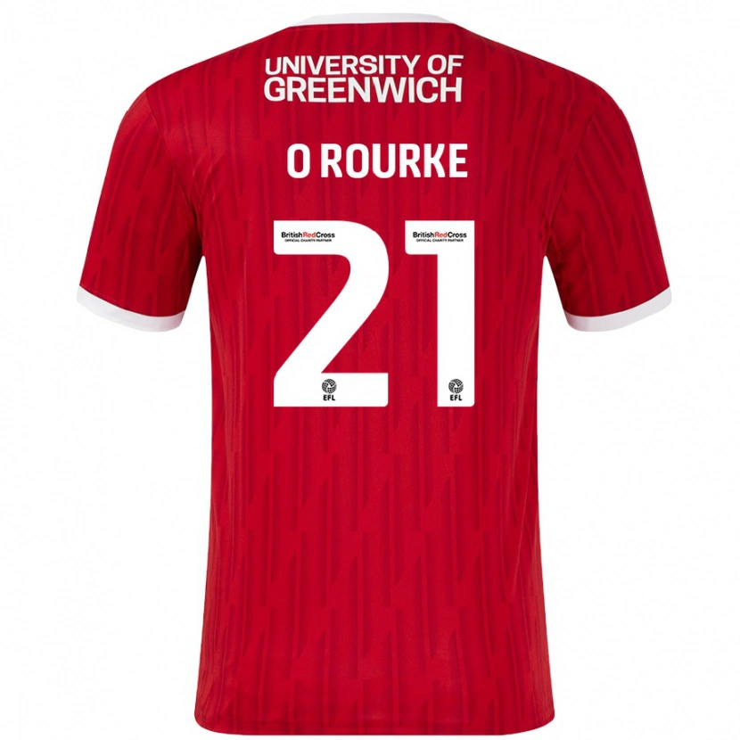 Danxen Mujer Camiseta Sophie O'rourke #21 Rojo Blanco 1ª Equipación 2024/25 La Camisa