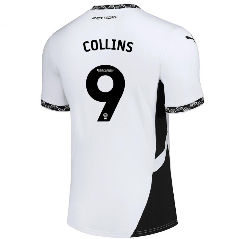 Danxen Mujer Camiseta James Collins #9 Blanco Negro 1ª Equipación 2024/25 La Camisa