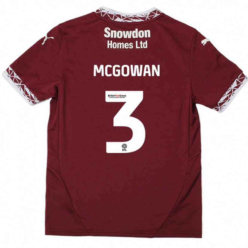 Danxen Mujer Camiseta Aaron Mcgowan #3 Borgoña 1ª Equipación 2024/25 La Camisa