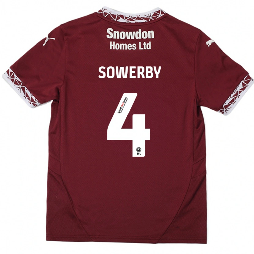 Danxen Mujer Camiseta Jack Sowerby #4 Borgoña 1ª Equipación 2024/25 La Camisa
