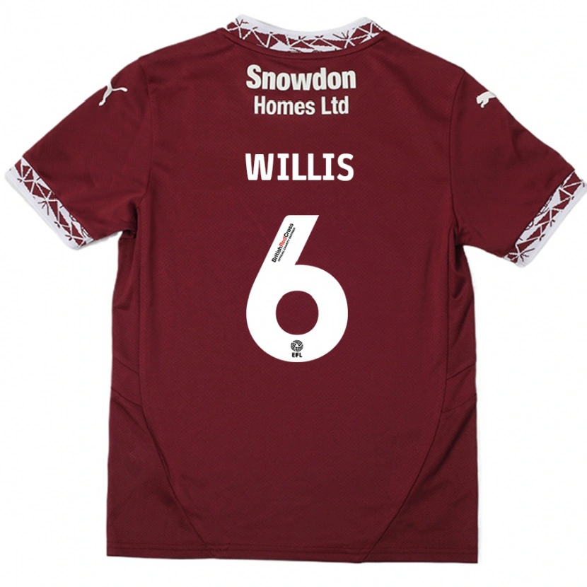 Danxen Mujer Camiseta Jordan Willis #6 Borgoña 1ª Equipación 2024/25 La Camisa