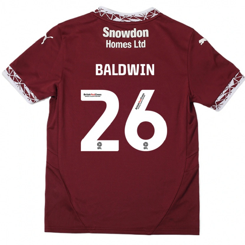 Danxen Mujer Camiseta Jack Baldwin #26 Borgoña 1ª Equipación 2024/25 La Camisa