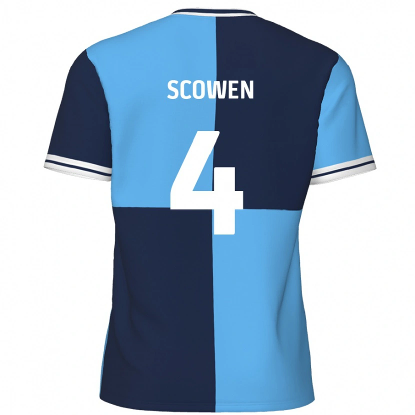Danxen Mujer Camiseta Josh Scowen #4 Azul Cielo Azul Oscuro 1ª Equipación 2024/25 La Camisa