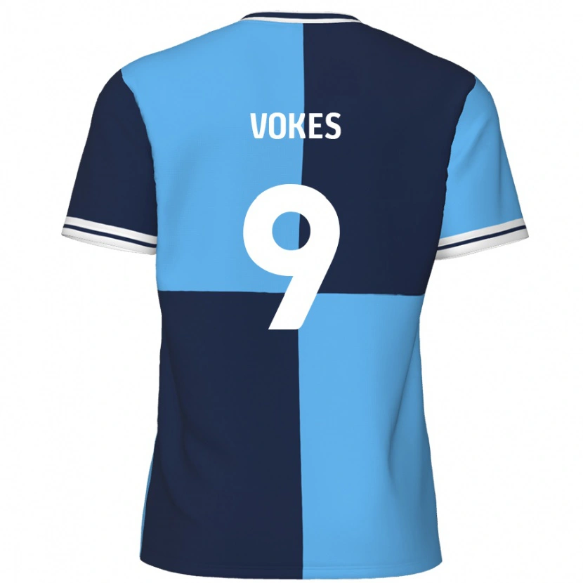 Danxen Mujer Camiseta Sam Vokes #9 Azul Cielo Azul Oscuro 1ª Equipación 2024/25 La Camisa