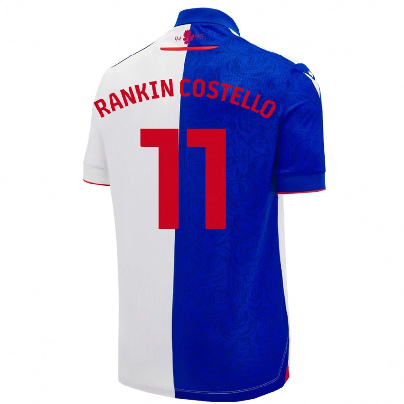 Danxen Mujer Camiseta Joe Rankin-Costello #11 Azul Cielo Blanco 1ª Equipación 2024/25 La Camisa