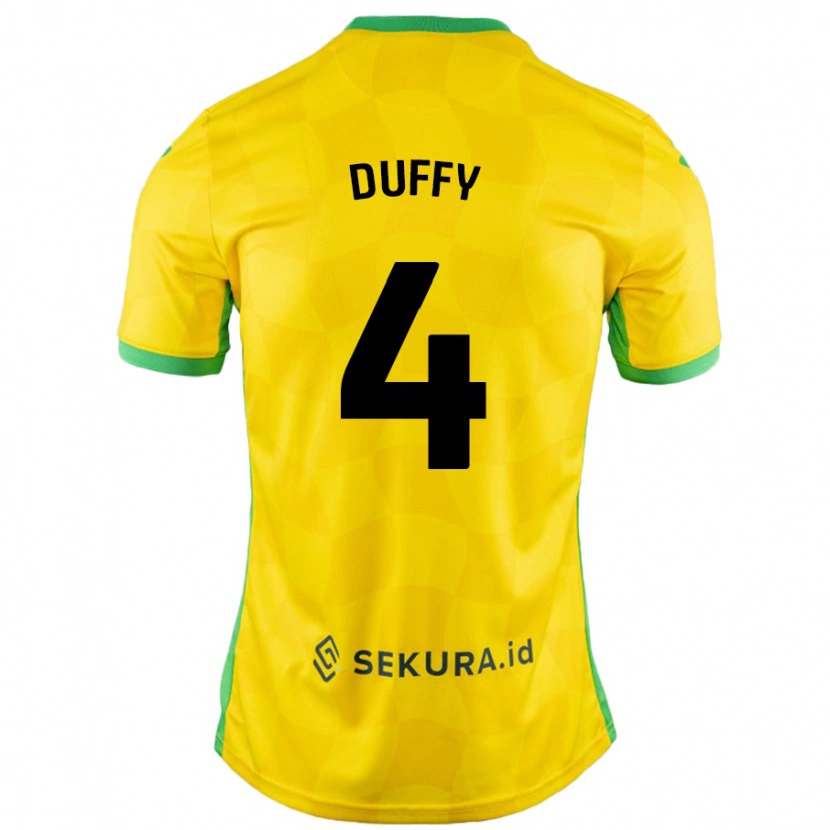 Danxen Mujer Camiseta Shane Duffy #4 Amarillo Verde 1ª Equipación 2024/25 La Camisa