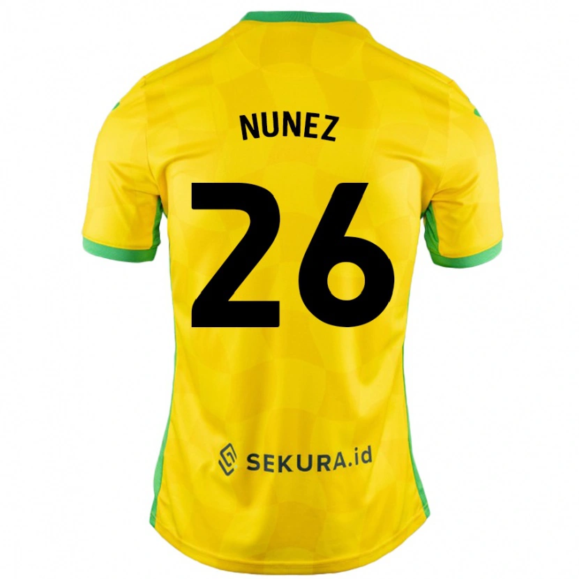 Danxen Mujer Camiseta Marcelino Núñez #26 Amarillo Verde 1ª Equipación 2024/25 La Camisa