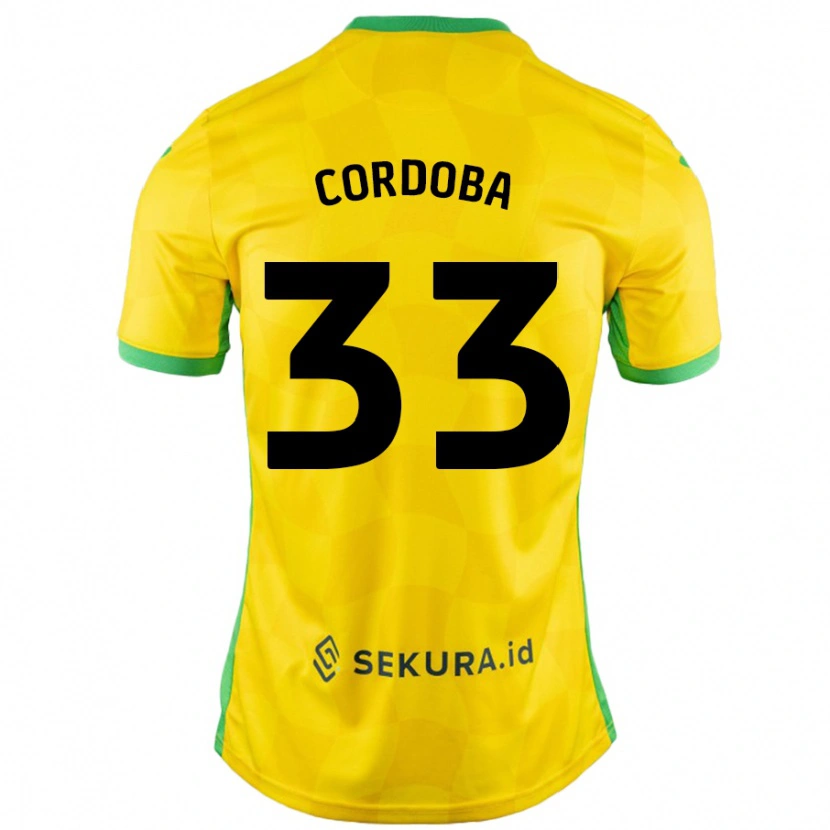 Danxen Mujer Camiseta José Córdoba #33 Amarillo Verde 1ª Equipación 2024/25 La Camisa