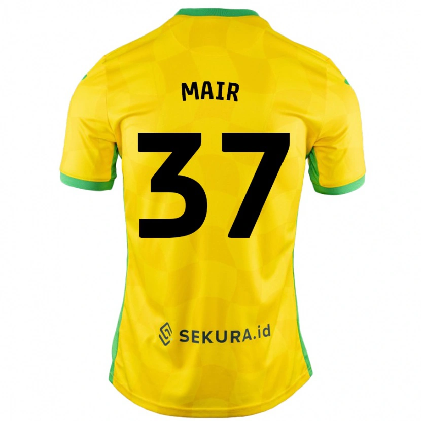 Danxen Mujer Camiseta Archie Mair #37 Amarillo Verde 1ª Equipación 2024/25 La Camisa