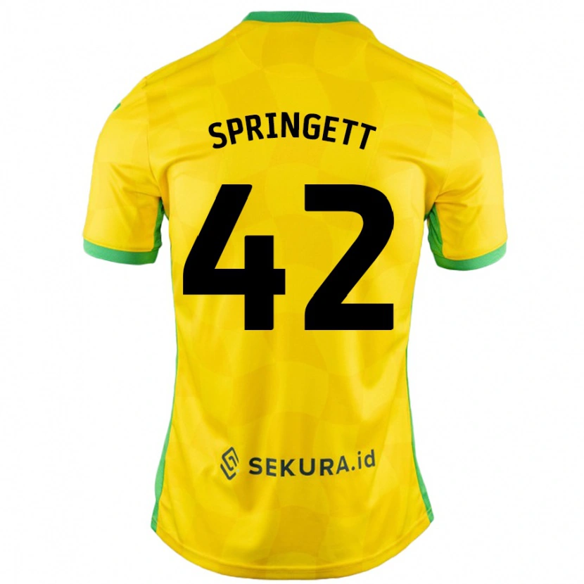 Danxen Mujer Camiseta Tony Springett #42 Amarillo Verde 1ª Equipación 2024/25 La Camisa