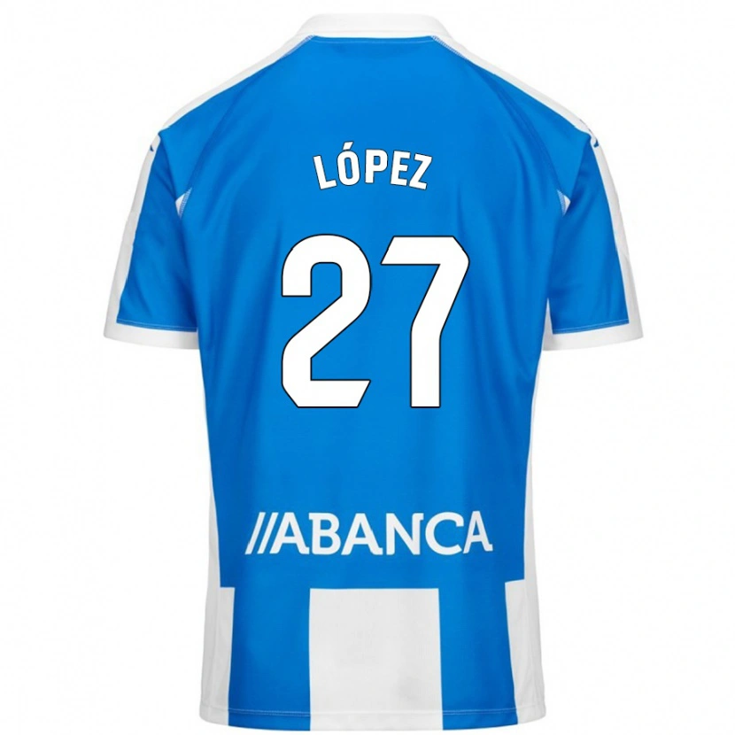 Danxen Mujer Camiseta Rubén López #27 Azul Blanco 1ª Equipación 2024/25 La Camisa