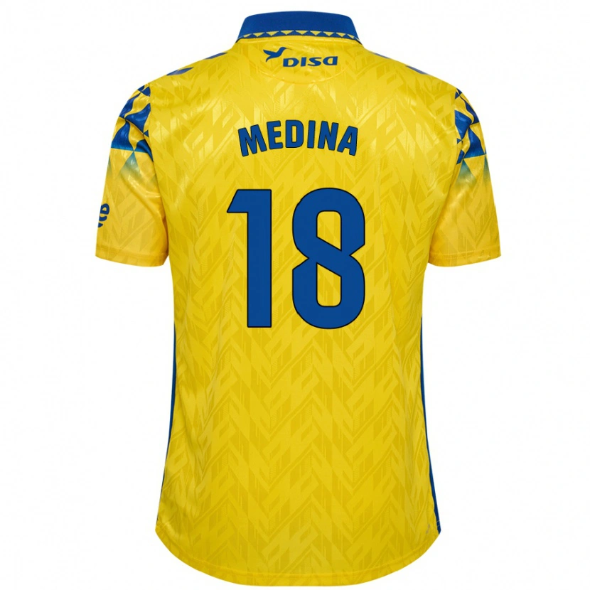 Danxen Mujer Camiseta Iván Medina #18 Amarillo Azul 1ª Equipación 2024/25 La Camisa