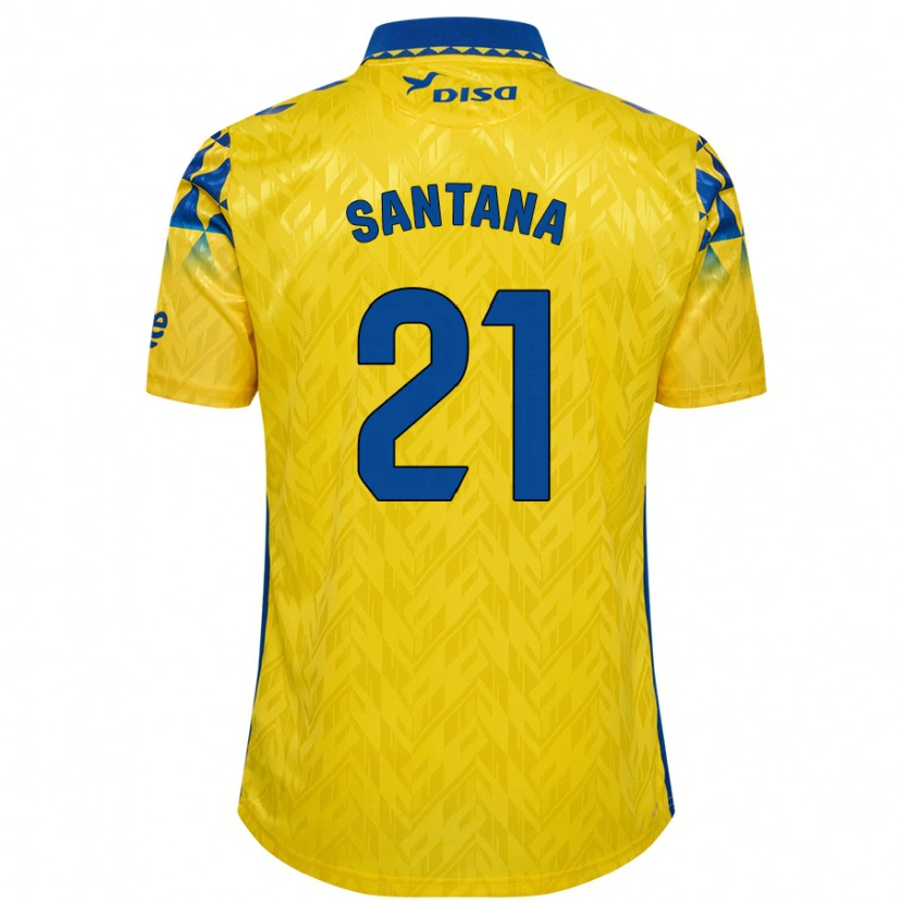 Danxen Mujer Camiseta Yadam Santana #21 Amarillo Azul 1ª Equipación 2024/25 La Camisa