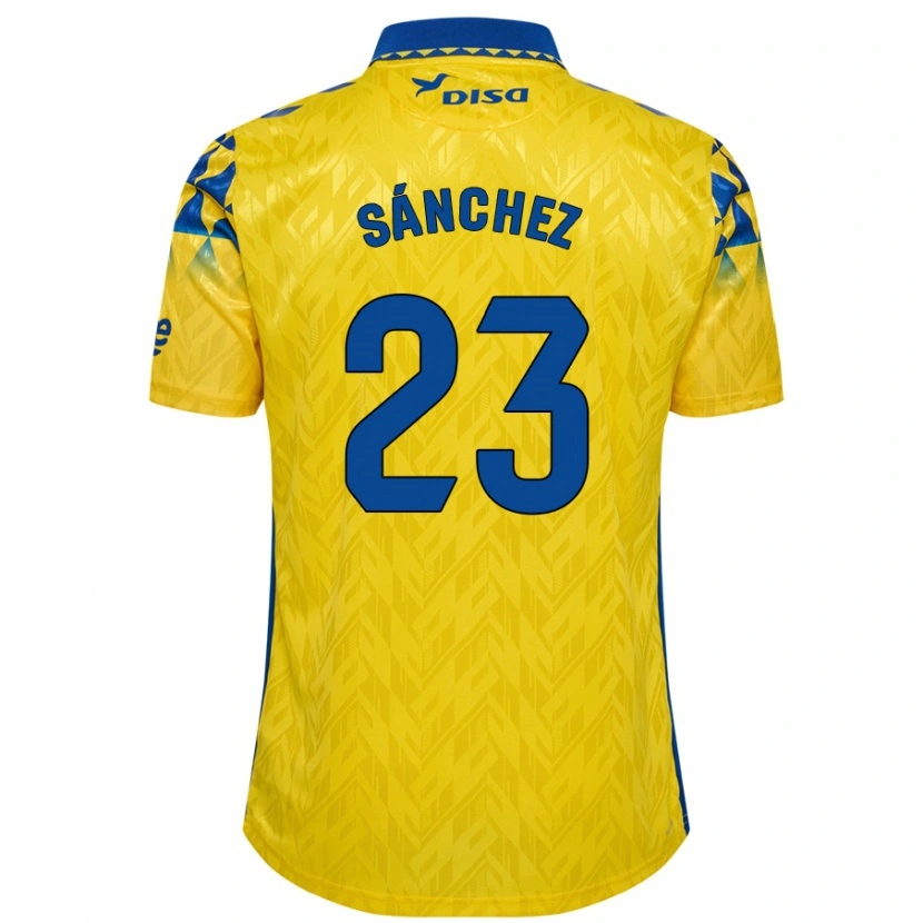 Danxen Mujer Camiseta Omar Sánchez #23 Amarillo Azul 1ª Equipación 2024/25 La Camisa