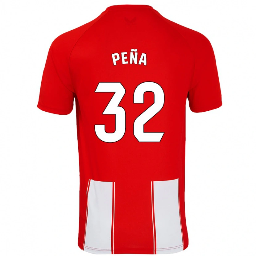Danxen Mujer Camiseta Marcos Peña #32 Rojo Blanco 1ª Equipación 2024/25 La Camisa