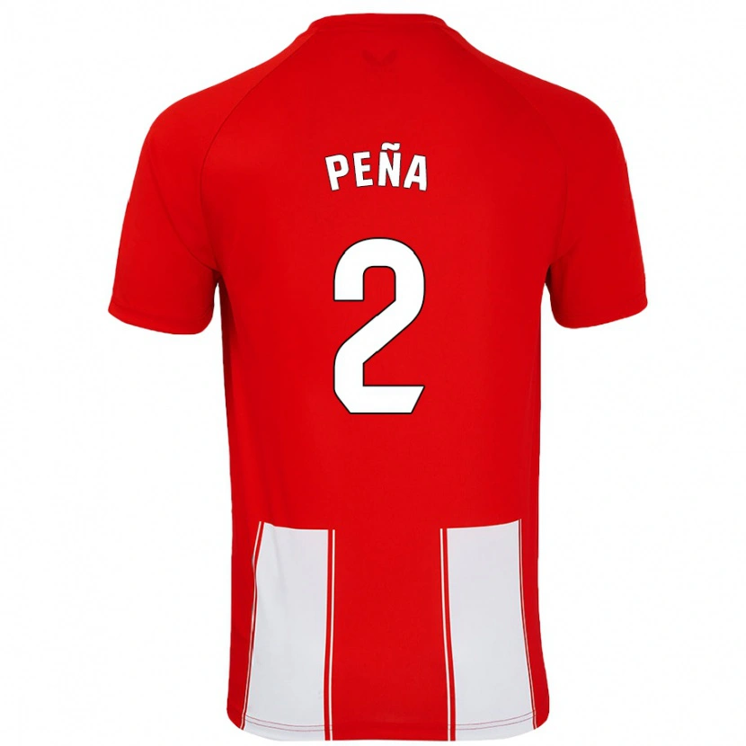 Danxen Mujer Camiseta Miguel Peña #2 Rojo Blanco 1ª Equipación 2024/25 La Camisa